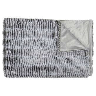 Plaid Ultra Doux 120x150cm Imitation Fourrure Vague Coloris Gris