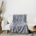 Plaid Ultra Doux 120x150cm Imitation Fourrure Vague Coloris Gris