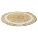 Tapis Rond Ø90cm en Jute Naturelle et Coton Blanc