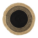 Tapis Rond Ø90cm en Jute Naturelle et Coton Noir
