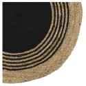 Tapis Rond Ø90cm en Jute Naturelle et Coton Noir
