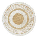 Tapis Rond Ø90cm Jute Tressée Naturelle Imprimé Géométrique Blanc