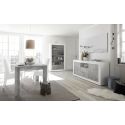 PAOLINO -Ensemble séjour avec table 180cm blanc laqué et aspect Cimento