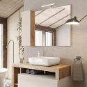 ARTURO - Meuble Vasque 110cm + Miroir beige et aspect bois finition Cadiz