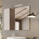 ARTURO - Meuble Vasque 92cm + Miroir beige et aspect bois finition Mercure