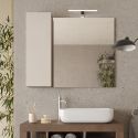 ARTURO - Meuble Vasque 92cm + Miroir beige et aspect bois finition Mercure