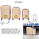 Lot de 3 Valises Rigides Beige avec Roues Pivotantes 360° et Cadenas Sécurisé à Code