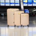 Lot de 3 Valises Rigides Beige avec Roues Pivotantes 360° et Cadenas Sécurisé à Code
