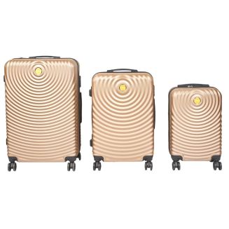 Lot de 3 Valises Rigides Beige avec Roues Pivotantes 360° et Cadenas Sécurisé à Code