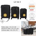 Lot de 3 Valises Rigides Noires avec Motif Spiral