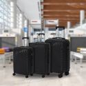 Lot de 3 Valises Rigides Noires avec Motif Spiral