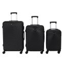 Lot de 3 Valises Rigides Noires avec Motif Spiral