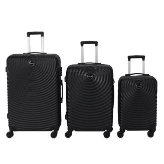 Lot de 3 Valises Rigides Noires avec Motif Spiral