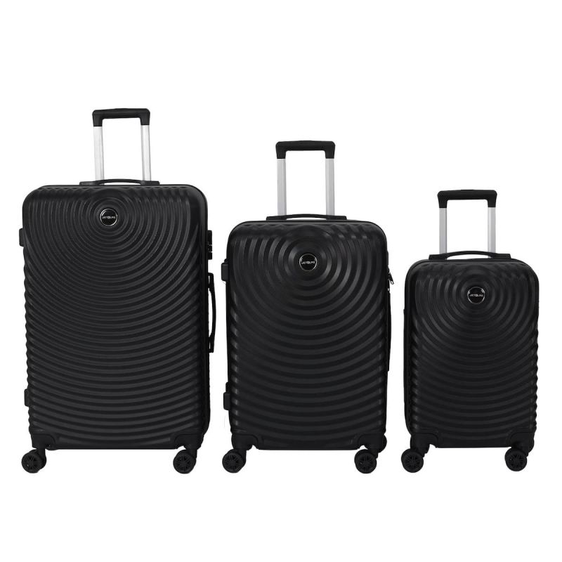 Lot de 3 Valises Rigides Noires avec Motif Spiral
