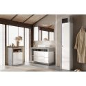 ARTURO - Ensemble meuble vasque 110cm + rangement + armoire 1P blanc et aspect béton