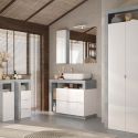 ARTURO - Ensemble meuble vasque 92cm + rangements + armoire blanc et aspect béton