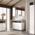 ARTURO - Ensemble meuble vasque 110cm + rangement + armoire 1P blanc et aspect béton