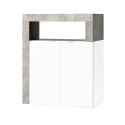 ARTURO - Ensemble meuble vasque 110cm + rangement 2P + colonne blanc et aspect béton