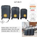 Lot de 3 Valises Rigides Bleues avec Roues Pivotantes 360°, Cadenas Sécurisé à Code et Poignée de Traction