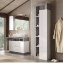 ARTURO - Ensemble meuble vasque 110cm + rangement 2P + colonne blanc et aspect béton
