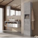 ARTURO - Ensemble meuble vasque suspendu 110cm + rangements blanc et aspect béton