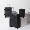 Lot de 3 Valises Rigides Noires avec Roues Pivotantes 360°, Cadenas Sécurisé à Code