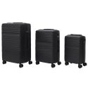 Lot de 3 Valises Rigides Noires avec Roues Pivotantes 360°, Cadenas Sécurisé à Code