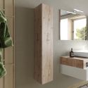 ARTURO - Ensemble meuble vasque 78 cm et colonne suspendus blanc et aspect bois Cadiz