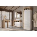 ARTURO - Ensemble meuble vasque 92cm + rangements + armoire blanc et aspect bois Cadiz