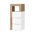 ARTURO - Ensemble meuble vasque 92cm + rangements + armoire blanc et aspect bois Cadiz