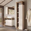 ARTURO - Ensemble meuble vasque 92cm + colonne beige et aspect bois Mercure
