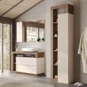 ARTURO - Ensemble meuble vasque 110cm + colonne beige et aspect bois Mercure