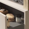 ARTURO - Ensemble meuble vasque 78 cm et colonne suspendus beige et aspect bois Cadiz