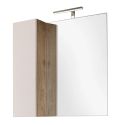 ARTURO - Ensemble meuble vasque 78 cm et colonne suspendus beige et aspect bois Cadiz