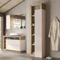 ARTURO - Ensemble meuble vasque 92cm + colonne beige et aspect bois Cadiz