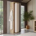 ARTURO - Ensemble meuble vasque 110cm + colonne pivotante beige et aspect bois Cadiz
