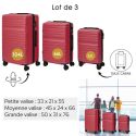 Lot de 3 Valises Rigides Rouge Corail avec Roues Pivotantes 360°, Cadenas Sécurisé à Code