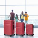 Lot de 3 Valises Rigides Rouge Corail avec Roues Pivotantes 360°, Cadenas Sécurisé à Code