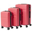 Lot de 3 Valises Rigides Rouge Corail avec Roues Pivotantes 360°, Cadenas Sécurisé à Code