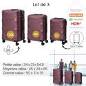 Lot de 3 Valises Rigides Violet avec Roues Pivotantes 360° et Cadenas Sécurisé à Code