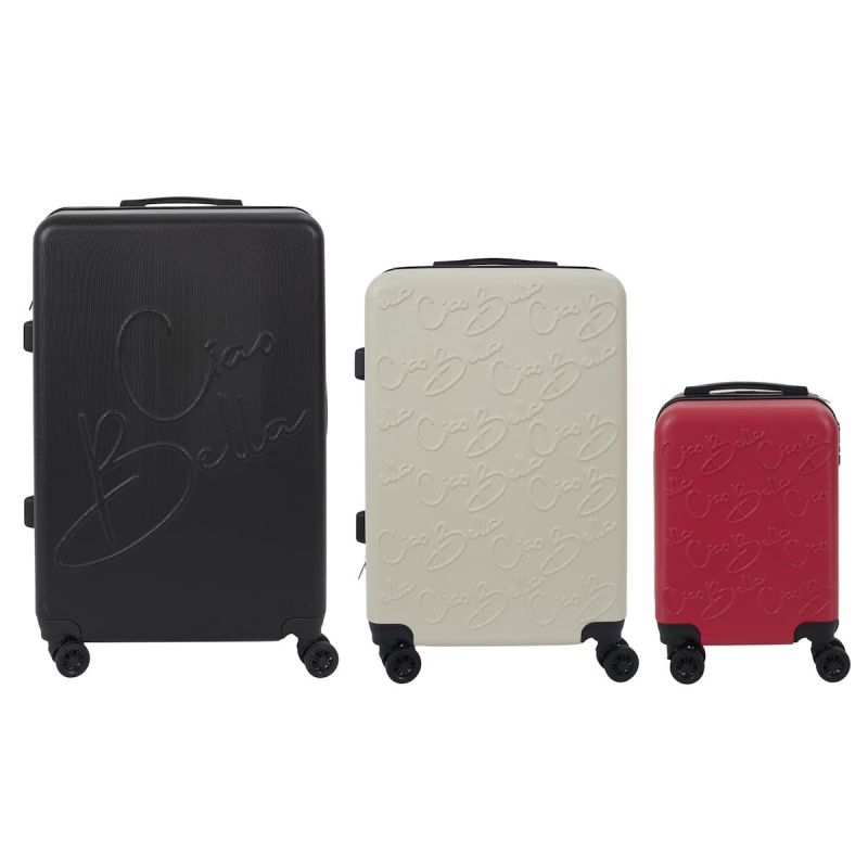 Lot de 3 Valises Rigides Noires, Blanc, Rouge avec Roues Pivotantes 360° et Cadenas Sécurisé à Code