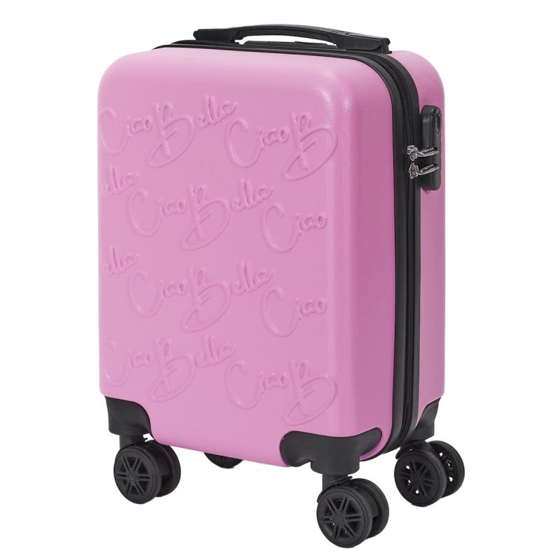 Valise Cabine Embossée Rose 29L avec Coque Rigide ABS, Roues Pivotantes 360°, Cadenas Sécurisé à Code, Poignée de Traction