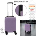 Valise Cabine Embossée Violet 29L avec Coque Rigide ABS, Roues Pivotantes 360°, Cadenas Sécurisé à Code, Poignée de Traction