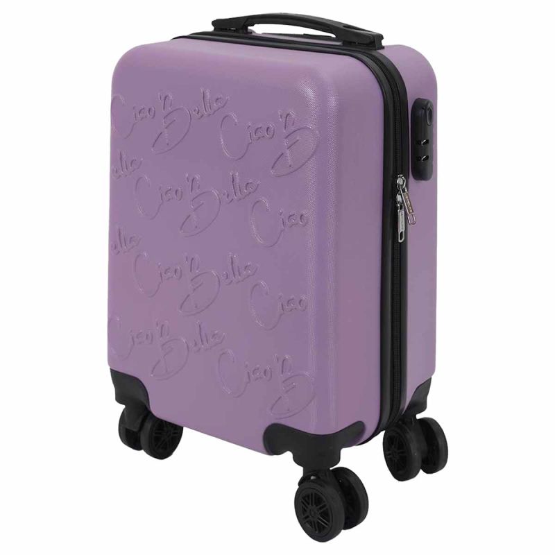 Valise Cabine Embossée Violet 29L avec Coque Rigide ABS, Roues Pivotantes 360°, Cadenas Sécurisé à Code, Poignée de Traction