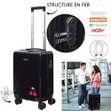 Valise Cabine Noire avec une Cerise 28L Rigide en Polycarbonate avec Roues Pivotantes 360° et Cadenas Sécurisé à Code