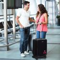 Valise Cabine Noire avec une Cerise 28L Rigide en Polycarbonate avec Roues Pivotantes 360° et Cadenas Sécurisé à Code