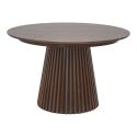 DUBLIN - Table Extensible Ronde Pied Central Relief MDF Placage Chêne fumé