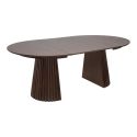 DUBLIN - Table Extensible Ronde Pied Central Relief MDF Placage Chêne fumé