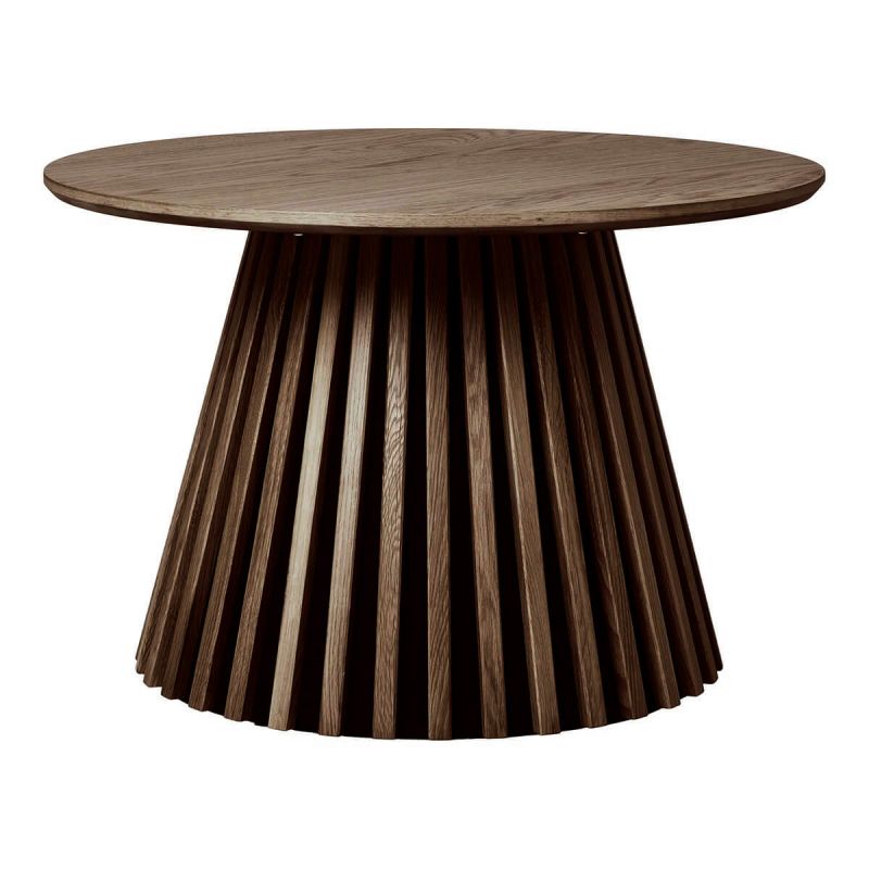 DUBLIN - Table basse Ronde Pied Central Relief MDF Placage Chêne fumé DUBLIN - Table basse Ronde Pied Central Relief MDF Placage Chêne fumé