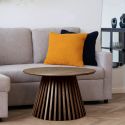 DUBLIN - Table basse Ronde Pied Central Relief MDF Placage Chêne fumé